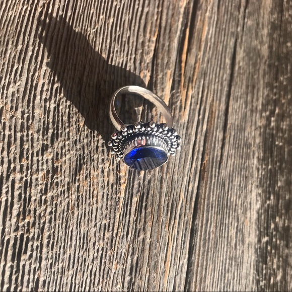 NWOT sterling silver London blue topaz quartz boho mendi style cocktail ring - Picture 4 of 11